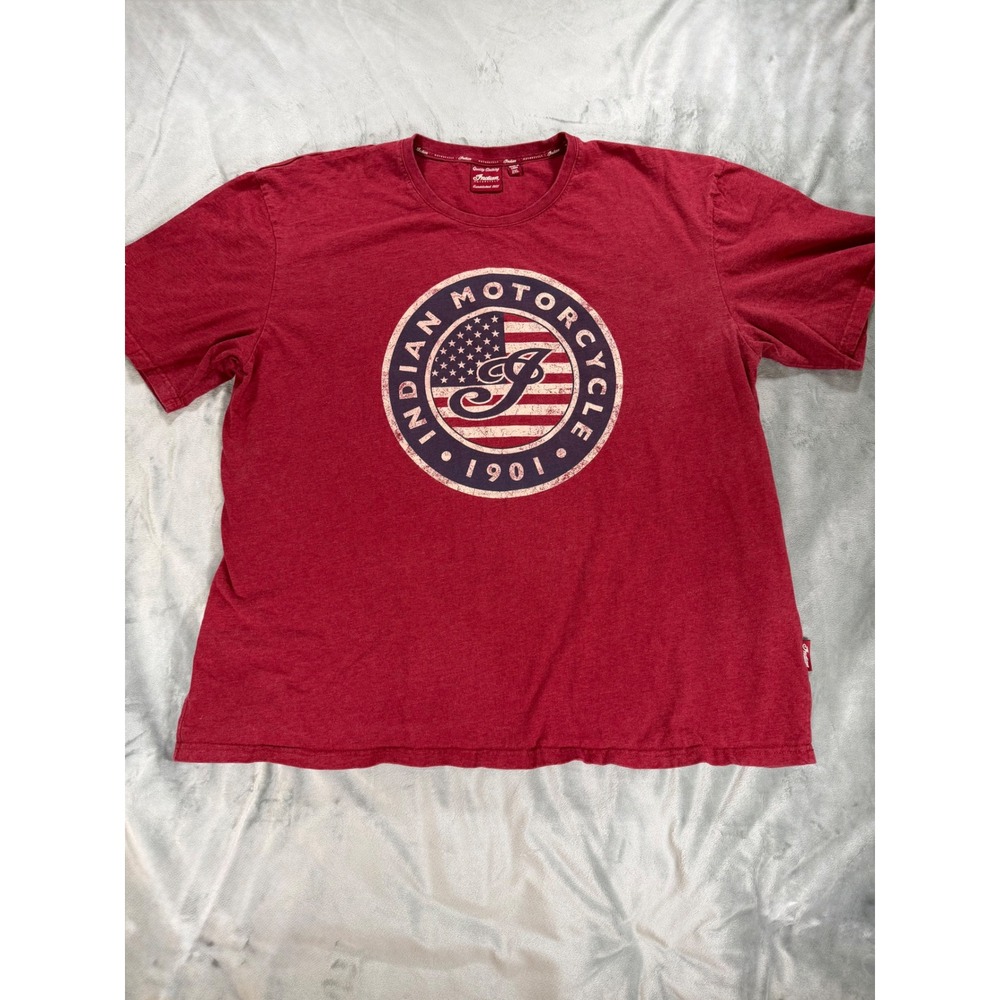 Indian Motorcycle Men's Red American Flag TShirt XXL Touring Chieftain Biker